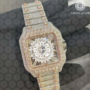 Reloj de Lujo Charm_Jewells para Hombre, de Acero Inoxidable, 42 mm, Esfera Verde, Bisel con Diamantes, Cuarzo Analógico, Visualización de Fecha, Cierre Plegable - Product Image 1