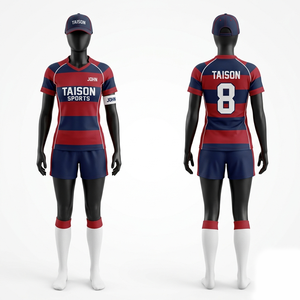 Premium 180 GSM Polyester Rugby Uniform <b>Light</b> Blue Navy Chevron <b>Panel</b> Design Breathable Fabric Custom Sublimation Logo Set - Product Image 5