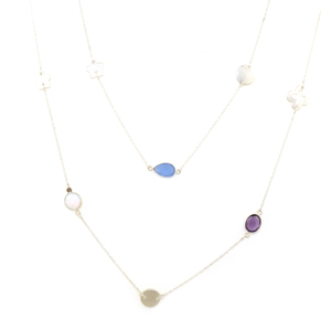 Royal Fashionable Natural Hydro <b>Quartz</b> Gemstone 925 Silver Plated Power Chain <b>Necklace</b> Healing Crystal Birthstone Women Jewelry - Product Image 1
