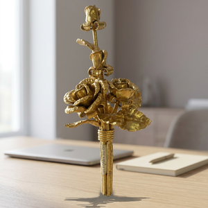 Escultura Decorativa de Hierro Dorado Khang Hung Phat, Adorno para Hogar y Jardín, Diseño Hueco, Estilo Elegante, Acabado Pintado - Product Image 3
