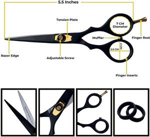 Ciseaux de coiffure professionnels en acier inoxydable 440C, lame tranchante, manche long, pour droitiers, ciseaux de coupe de cheveux - Product Image 2