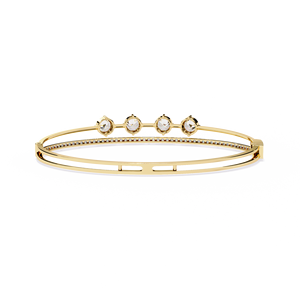 Aries Jewel 14k Solid <b>Gold</b> Designer Diamond <b>Bangle</b> IGI Certified Round Lab Grown Diamond Cut Bracelet Fine Jewelry Women - Product Image 3