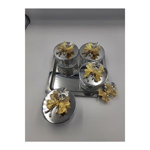Decorative Metal Dry Fruit <b>Jar</b> Set Handcrafted Red Enamel <b>Storage</b> Container with Gold Lid <b>for</b> <b>Kitchen</b> Tableware Home Decor <b>Jar</b> - Product Image 3