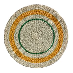 Retro Vintage Color Handmade <b>Round</b> Woven <b>Placemat</b> Seagrass Color-block Jute <b>Placemat</b> <b>Round</b> - Product Image 1