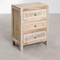 Table de chevet Vandana Nova Lyra en bois de manguier