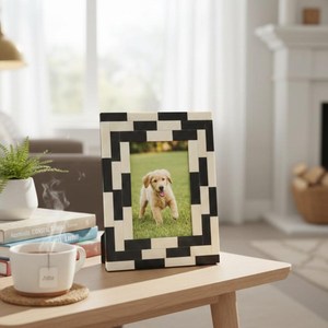 <b>Black</b> & White Bone Inlay <b>Photo</b> <b>Frame</b> Handmade Decorative Picture <b>Frame</b> image 1 <b>Black</b> & White Bone Inlay <b>Photo</b> <b>Frame</b> Handmade - Product Image 2