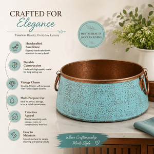 Handcrafted Copper Vessel Wash <b>Basin</b> with Turquoise Hammered Finish Luxury Countertop Bathroom Sink Premium Bathroom wash <b>basin</b> - Product Image 5