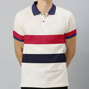 เสื้อโปโลผู้ชายขายดีที่สุด แบบลำลอง สั่งทำได้ ขายส่ง สีพื้นและลายทางเรียบง่าย - Product Image 1