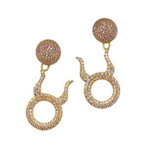 Gold Plated Moissanite <b>Drop</b> <b>Earrings</b> Number 8 Shape Women's Luxury Party Jewelry - Product Image 5
