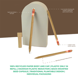 Recycled <b>Paper</b> <b>Seed</b> Pen-100% Biodegradable Compostable-Blue Ink 0.7mm Tip-Plantable Stationery Gift for Students Professionals - Product Image 5