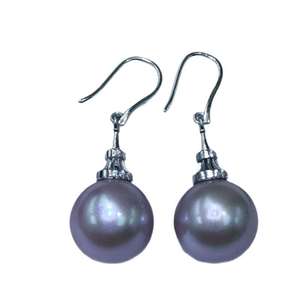 Pendientes de Perlas de Agua Dulce Redondas de 11-12 mm de Zhuji, Casi Impecables, Plata Pura, Diseño Clásico y Versátil - Product Image 5