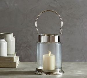 Portavelas de Cristal con Anillo Orbital Plateado, Cilindro de Cristal, Soporte para Velas, Decoración de Mesa Moderna de Metal de Lujo - Product Image 4