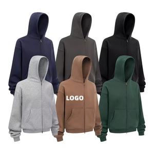 เสื้อฮู้ดซิปโอเวอร์ไซส์พิมพ์ลายแบบรีดร้อน ผ้าฝ้าย 100% ทรงบ็อกซี่ ใส่สบายสำหรับผู้ชาย ฤดูใบไม้ผลิ - Product Image 4