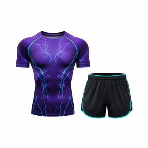 Ensemble de t-shirt de course léger en mesh pour homme et short de sport respirant pour la gym, le fitness et l'entraînement - Product Image 1