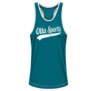 Custom Teal <b>White</b> Swim <b>Tank</b> <b>Top</b> Sleeveless Racerback Lightweight Quick Dry Breathable Training Performance Athletic Swimwear - Product Image 1