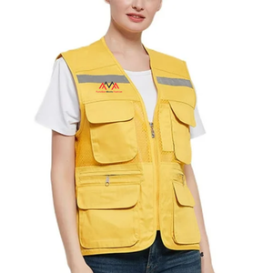 VENTA SUPERIOR FMF Ropa de trabajo de alta visibilidad Diseño personalizado Ingeniero de hombres/Chaleco de construcción Cremallera de malla reflectante Kaki - Product Image 4