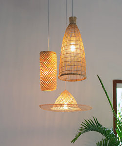 Hand Woven Bamboo Basket Traditional Thai Palm <b>Leaf</b> Bag Gift Package Natural Handmade Handwoven Bamboo Cluster Pendant <b>Light</b> Rus - Product Image 2