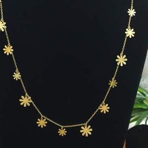 Flower Charm <b>Necklace</b> Gold Plated Handmade Bohemian Station Chain <b>Necklace</b> Indian Jewelry Manufacturer - Product Image 3
