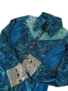 Camisa Retro Disco Rodeo para niñas – Estilo Western azul brillante - Product Image 2