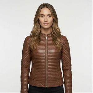 Nuevo diseño hecho a medida chaqueta de cuero de moda para mujer chaqueta de cuero acolchado de oveja de moda para mujer con colores personalizados - Product Image 1