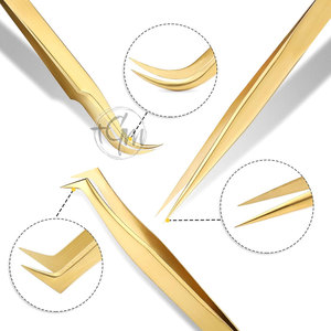 Pince à épiler de précision pour cils, en acier inoxydable, applicateur d'extensions de cils, pointe incurvée, équipement de salon de beauté - Product Image 2