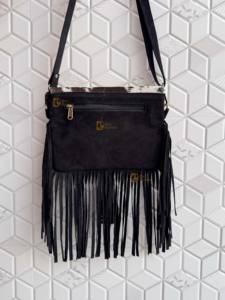 Bolso de mano de estilo occidental de piel de vaca auténtica para mujer, bolso de flecos bohemio de nuevo diseñador con patrón de caramelo, bandolera multiusos - Product Image 3