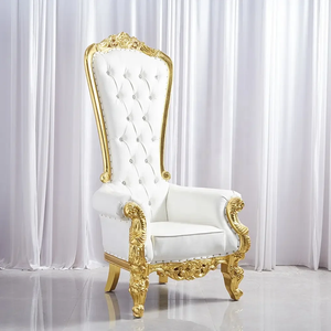 Regal Yüksek Sırtlı Taht Koltukları Ticari Sınıf Altın Beyaz Ziyafet Oturma Düzeni Açık Hava Dayanıklı Çevre Dostu Lüks Oteller Kraliyet - Product Image 4