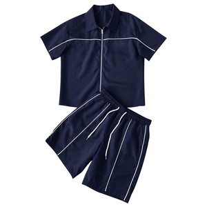 Conjunto de Camiseta Polo Roja de Manga Corta con Cierre y Pantalones Cortos para Hombre, Color Sólido, Ropa Casual de Verano, Transpirable, Tejido de Poliéster - Product Image 5