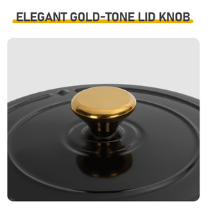 Olla Holandesa de Hierro Fundido de 6QT con Esmalte Negro, Apta para Cocina, con 2 Guantes de Silicona Resistentes al Calor para Camping, Incluye Tapa - Product Image 2