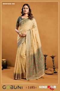 Sari en coton filé de haute qualité avec tissage jacquard, motif Butti sur toute la surface, pallu ombré et bordure Zari – Exportateur indien - Product Image 6