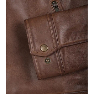 2026 OEM Hot Selling Cogan Brown Original Cowhide Leather <b>Jacket</b> For Men's 100%High Quality Low MOQ Winter Fashion <b>Heated</b> <b>Jacket</b> - Product Image 3