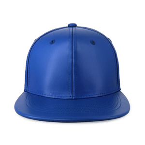 Gorra snapback azul de PU de 6 paneles, ajustada, unisex, informal, de color sólido. - Product Image 1