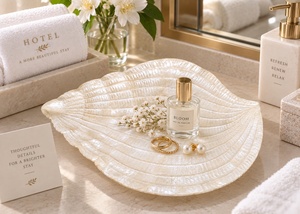 Bandeja Decorativa Ligera Hecha a Mano con Rayas, Estilo Costero Tropical Irregular, de Conchas Naturales, para Joyas y Pequeños Objetos, para el Hogar - Product Image 4