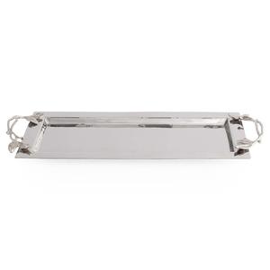 Modern Matte Silver Metal Serving Paddle Tray Long Rectangular <b>Aluminum</b> Serving Board with Handle Industrial Style Appetizer - Product Image 3