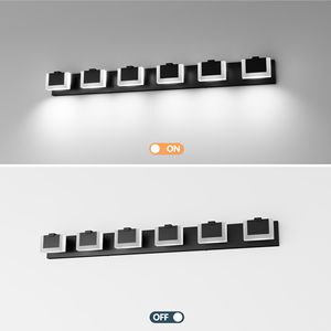 Moderna Lampada da Bagno a 6 Luci LED, Illuminazione per Specchio in Acrilico Nero - Product Image 5
