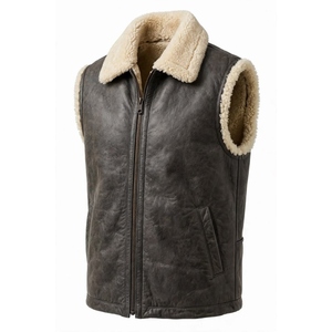 <b>Men</b>’s Vintage Style Sleeveless Leather <b>Waistcoat</b> for Motorcycle Wear, Custom Materials, Colors and Logo - Product Image 5