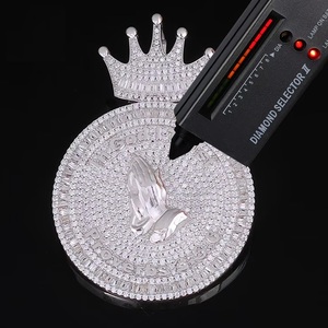Collar de Plata 925 con Colgante de Corona de Moissanita para Hombre, Joyería Cristiana de Lujo con Incrustaciones de Piedras - Product Image 2