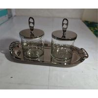 Ensemble de pots à épices en verre et acier inoxydable de luxe avec plateau, récipients modernes pour assaisonnements de cuisine, sucrier pour la maison, l'hôtel et le restaurant
