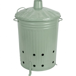 Modern Green Sage Green Metal Caddy Kitchen Food Waste <b>Bin</b> Galvanized Steel Pail With <b>Lid</b> And Handle For Indoor Organic Waste - Product Image 1