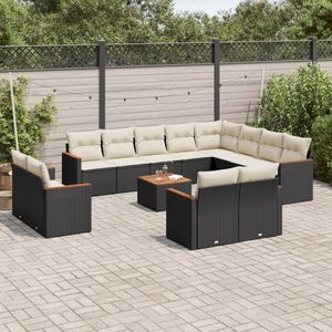 Grand ensemble de canapés de jardin modulaires en rotin PE noir, collection de meubles d'extérieur élégante - Product Image 1