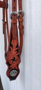 Arnés de Cuero de Vaca de la Mejor Calidad - Brida Western Side Pull - Brida para Caballo con Cuerda Procesada para la Nariz y Cabezada - Product Image 3