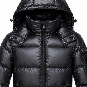 Men's Black Eco-friendly Puffer <b>Jacket</b> Cotton Filled Windproof Zipper Closure Casual <b>Winter</b> Wear Solid Color Regular Fit Front - Product Image 6