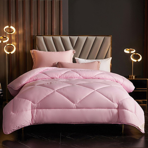Couette matelassée rose, garnissage polyester, hypoallergénique, respirante, pour automne-hiver, taille Queen, lavable en machine - Product Image 5