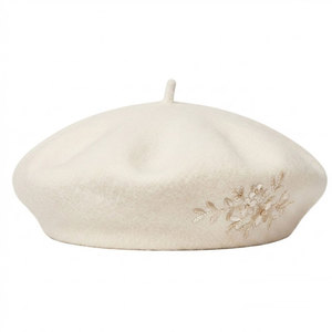 Merino Wool <b>Beret</b> Hat Soft Felt French Style Winter Fashion with Elegant Embroidered Design for Everyday Wear - Product Image 1