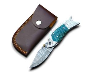 Couteau à lame non interchangeable de 7,5 pouces en acier Damas de qualité industrielle UA Supplies, 58 HRC, pointe tombante, manche en nid d'abeille et en acier, OEM - Product Image 1