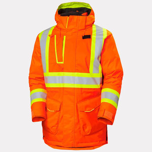 Veste de sécurité réfléchissante haute visibilité personnalisée pour l'hiver, orange, pour la construction, vêtements de travail de protection en plein air, veste longue - Product Image 1