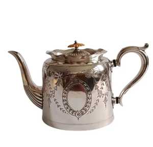 <b>Vintage</b> Silver Moroccan Tea Pot Ornate Engraved <b>Kettle</b> Traditional Serving Pot Eco-Friendly Durable Double Wall for Hospitality - Product Image 2
