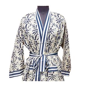 Última Tendencia: Kimono para Mujer, Personalizado, Ecológico, 100% Algodón, Tejido a Mano, Cuello en V, Cinturón, Largo Completo, Corte Holgado, Digital - Product Image 3