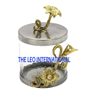 <b>Set</b> of Three Different Size Sweets Box Exclusive Quality Metal And Glass Dessert Sweets <b>Jar</b> With Marble Lid - Product Image 2