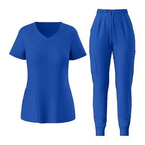 Women Blue <b>Scrub</b> Set Cotton Polyester Hospital <b>Uniform</b> Pants custom design <b>scrub</b> new fashion - Product Image 3